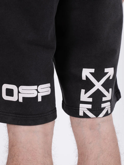 Gebroken witte short met handlogoprint in zwart