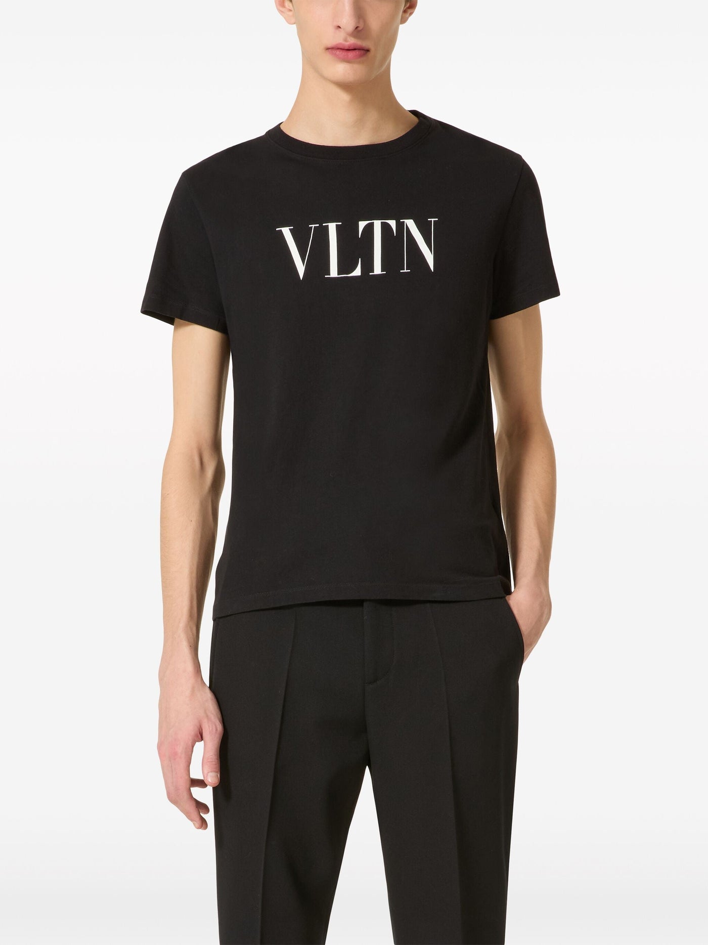 Valentino Wit Vetgedrukt VLTN Print Logo T-shirt in Zwart 