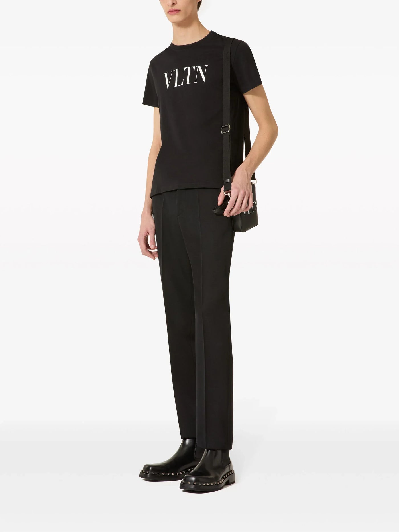 Valentino Wit Vetgedrukt VLTN Print Logo T-shirt in Zwart 