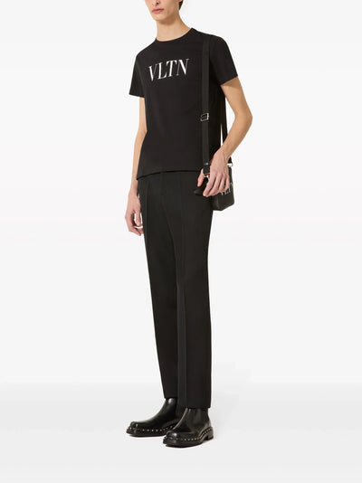 Valentino Wit Vetgedrukt VLTN Print Logo T-shirt in Zwart 