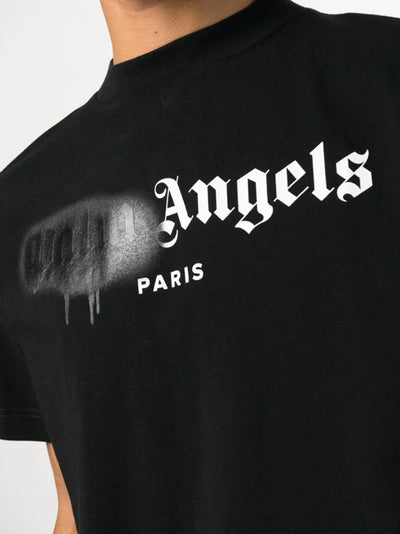 Palm Angels Paris zwart gespoten T-shirt in zwart