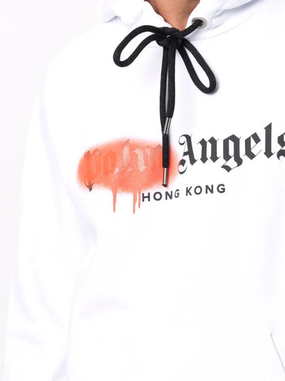 Palm Angels Red Spray Hong Kong-hoodie wit 