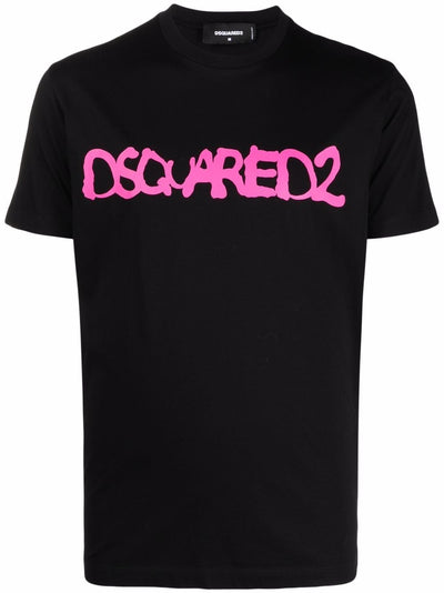 Dsquared2 fluorescerend spray-T-shirt in zwart