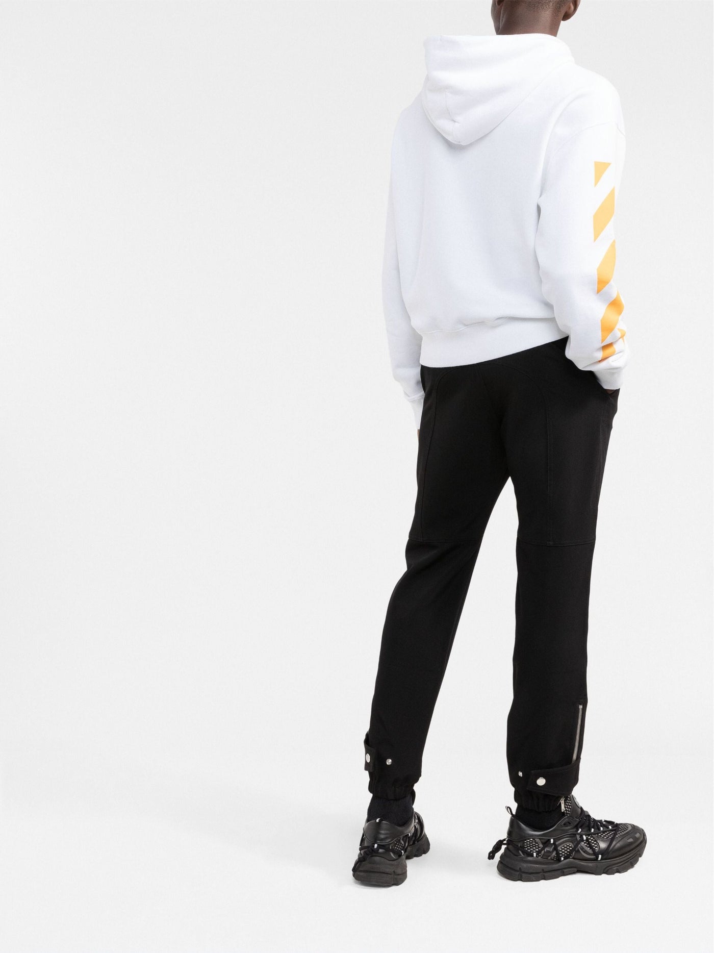 Gebroken witte Caravaggio-schilderij Dia-Stripe bedrukte hoodie in wit