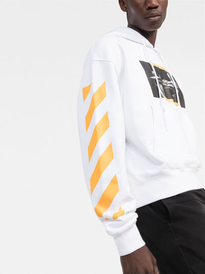 Gebroken witte Caravaggio-schilderij Dia-Stripe bedrukte hoodie in wit