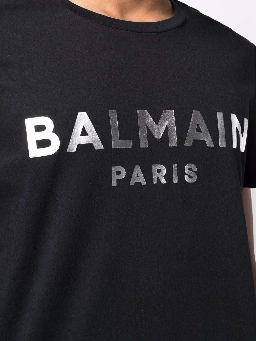 Balmain T-shirt met zilveren logoprint in zwart