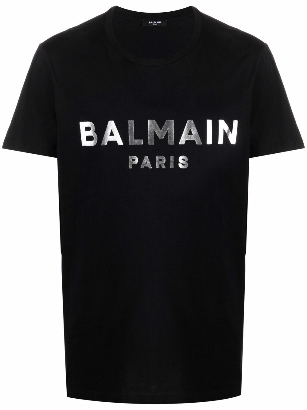 Balmain T-shirt met zilveren logoprint in zwart