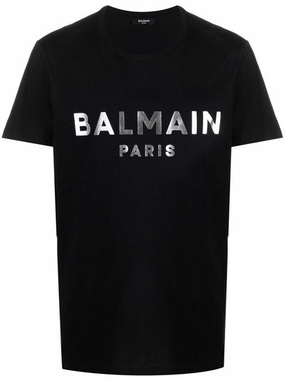 Balmain T-shirt met zilveren logoprint in zwart