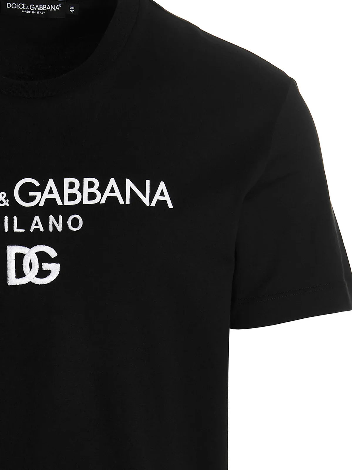 Dolce &amp; Gabbana geborduurd T-shirt met DG Milano-logo in zwart