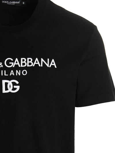 Dolce &amp; Gabbana geborduurd T-shirt met DG Milano-logo in zwart