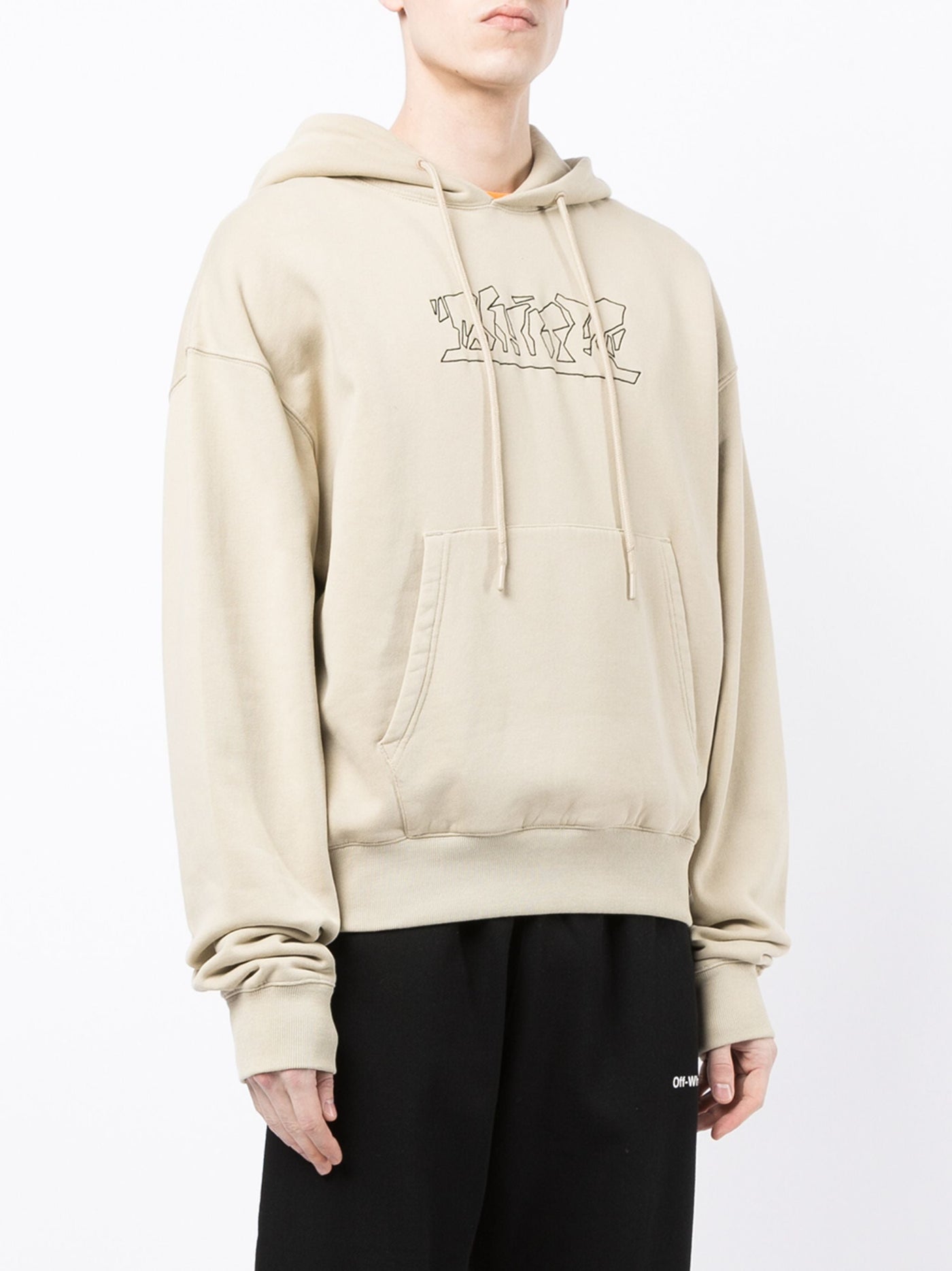 Off-White Figuur van Spraak Over Hoodie in Beige