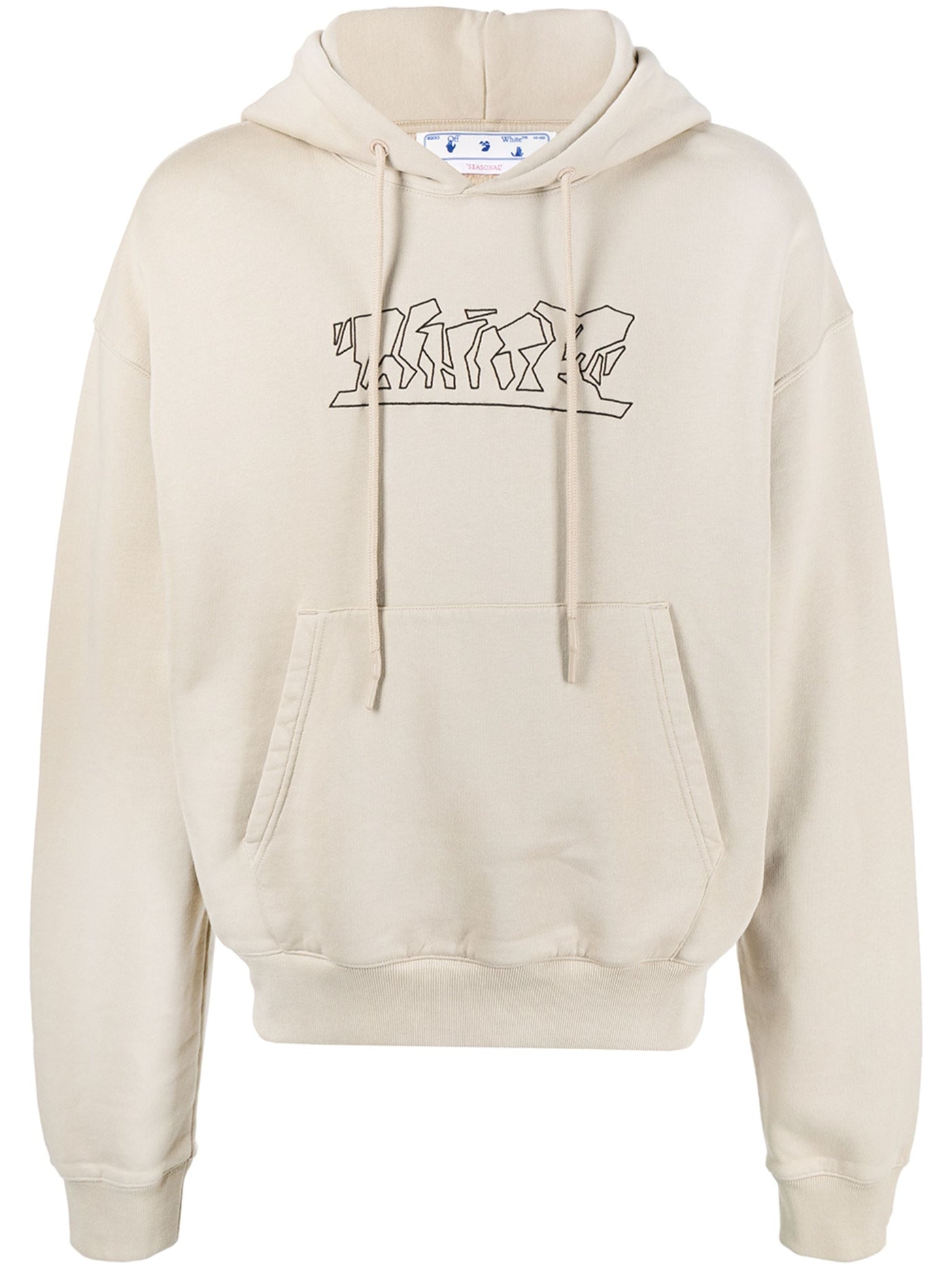 Off-White Figuur van Spraak Over Hoodie in Beige