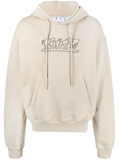 Off-White Figuur van Spraak Over Hoodie in Beige