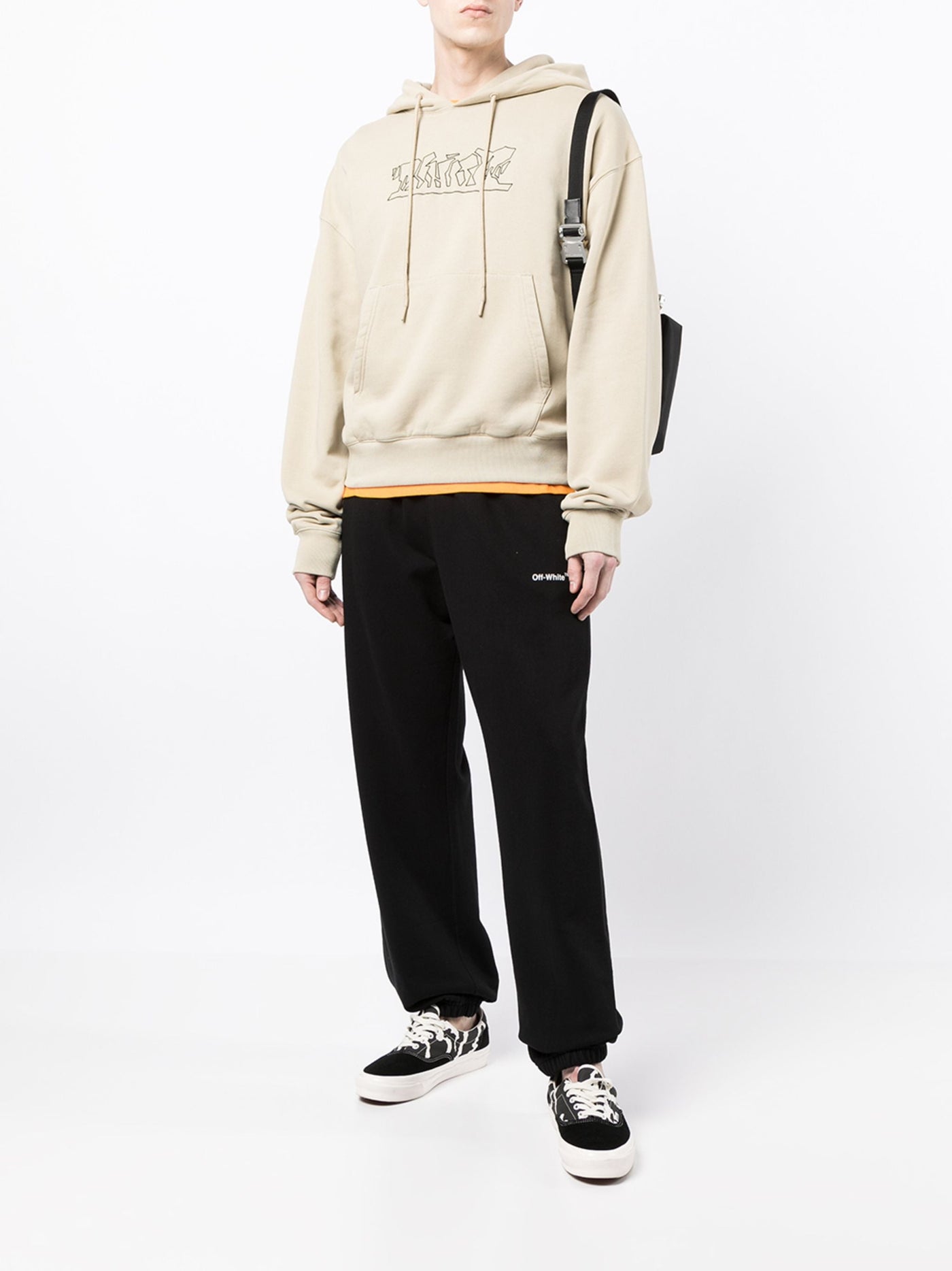 Off-White Figuur van Spraak Over Hoodie in Beige