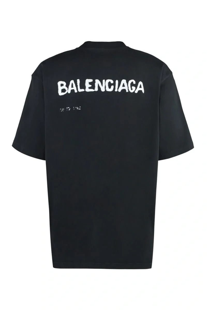 Balenciaga Distressed Bleed-logo T-shirt in zwart