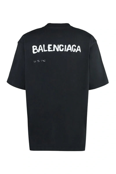 Balenciaga Distressed Bleed-logo T-shirt in zwart