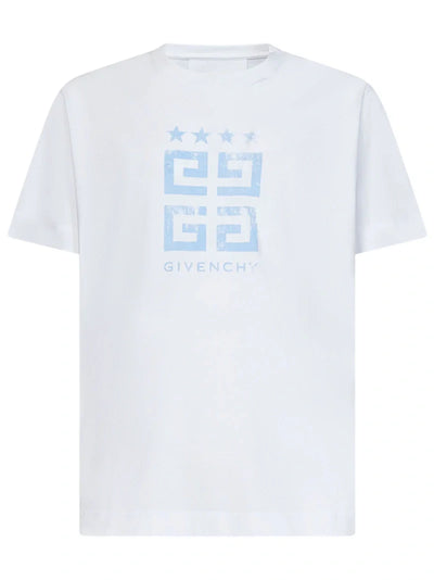 Givenchy 4G Stars Blue-logo bedrukt T-shirt in wit