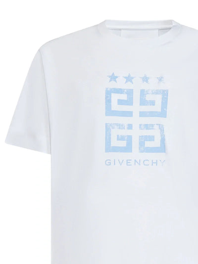 Givenchy 4G Stars Blue-logo bedrukt T-shirt in wit