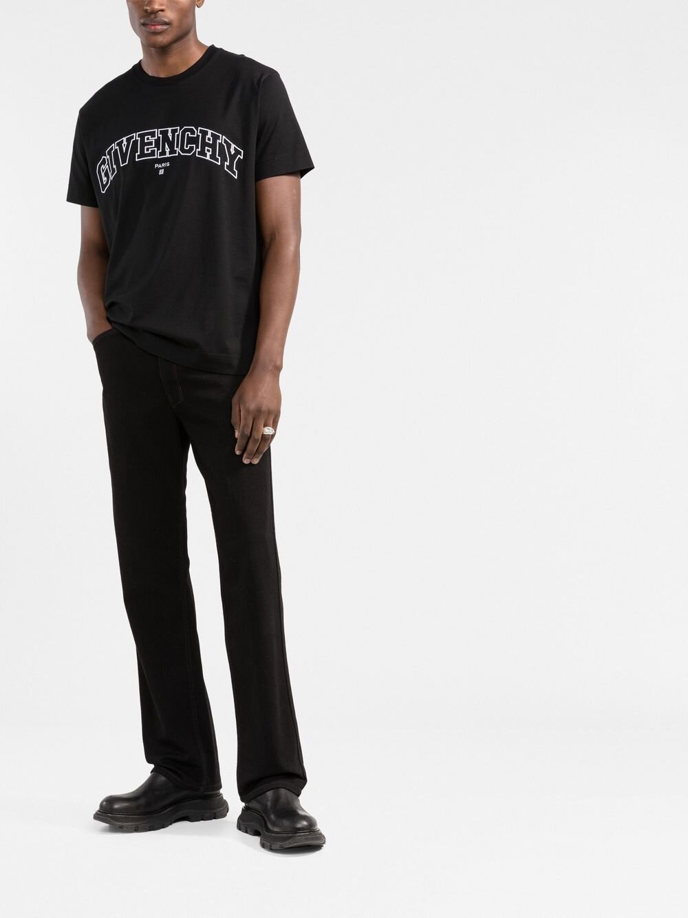 Geborduurd T-shirt met Givenchy College-logo zwart