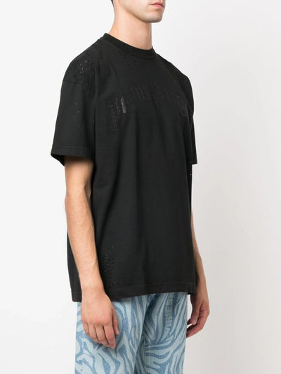 Palm Angels Glittered Logo Klassiek T-shirt in Zwart