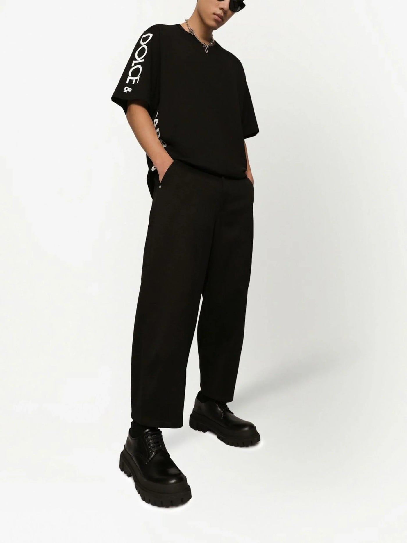 Dolce &amp; Gabbana T-shirt met logoprint aan de zijkant in zwart