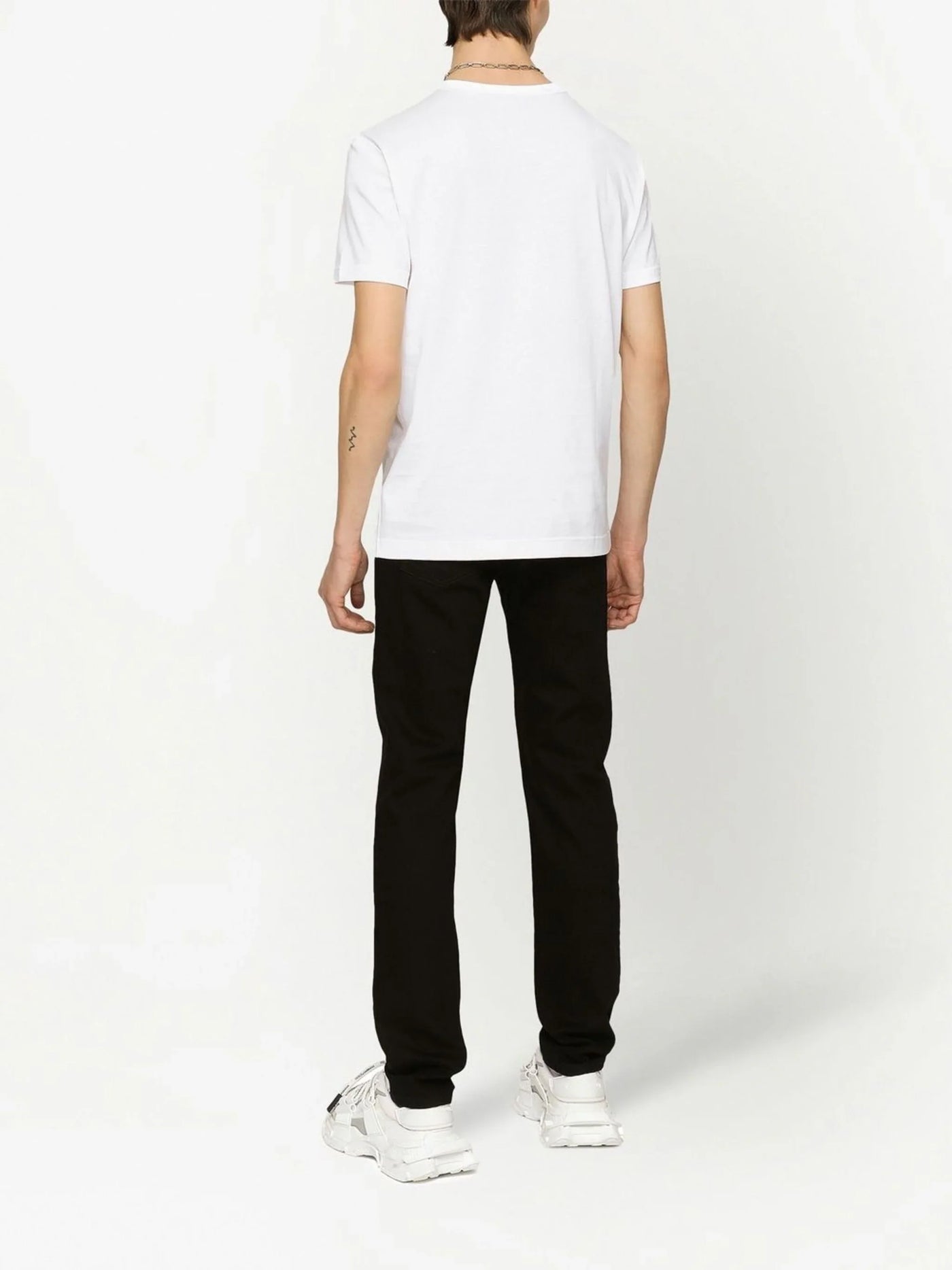Dolce &amp; Gabbana Silver Plaque Logo T-shirt in het wit