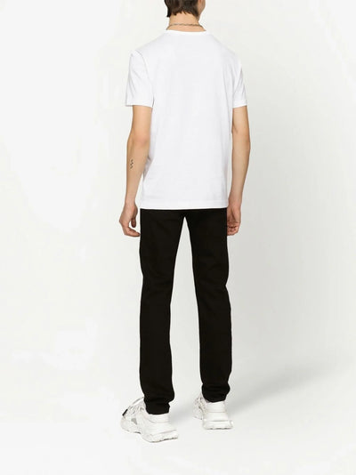 Dolce &amp; Gabbana Silver Plaque Logo T-shirt in het wit