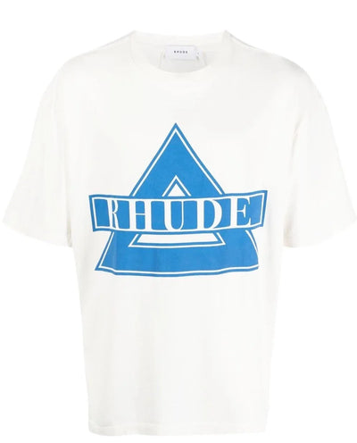 Rhude blauwe driehoekige logoprint in wit 