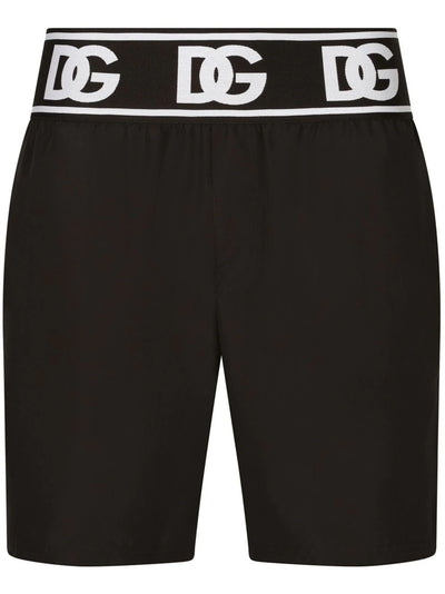 Dolce & Gabbana DG Logo Waistband Swimshorts in Black