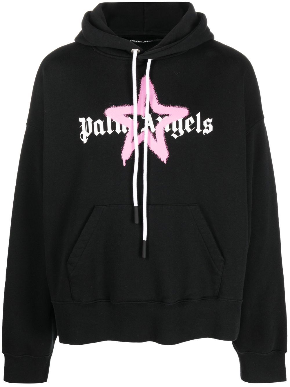 Palm Angels roze ster gespoten print hoodie in zwart 