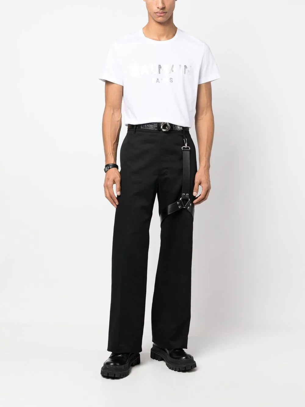 Balmain T-shirt met zilveren print in wit