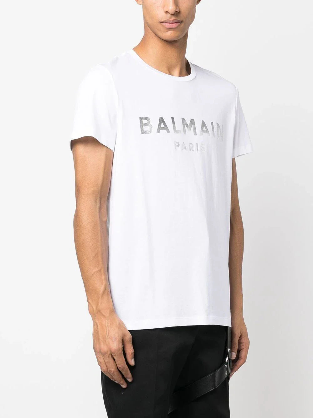 Balmain T-shirt met zilveren print in wit