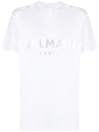 Balmain T-shirt met zilveren print in wit