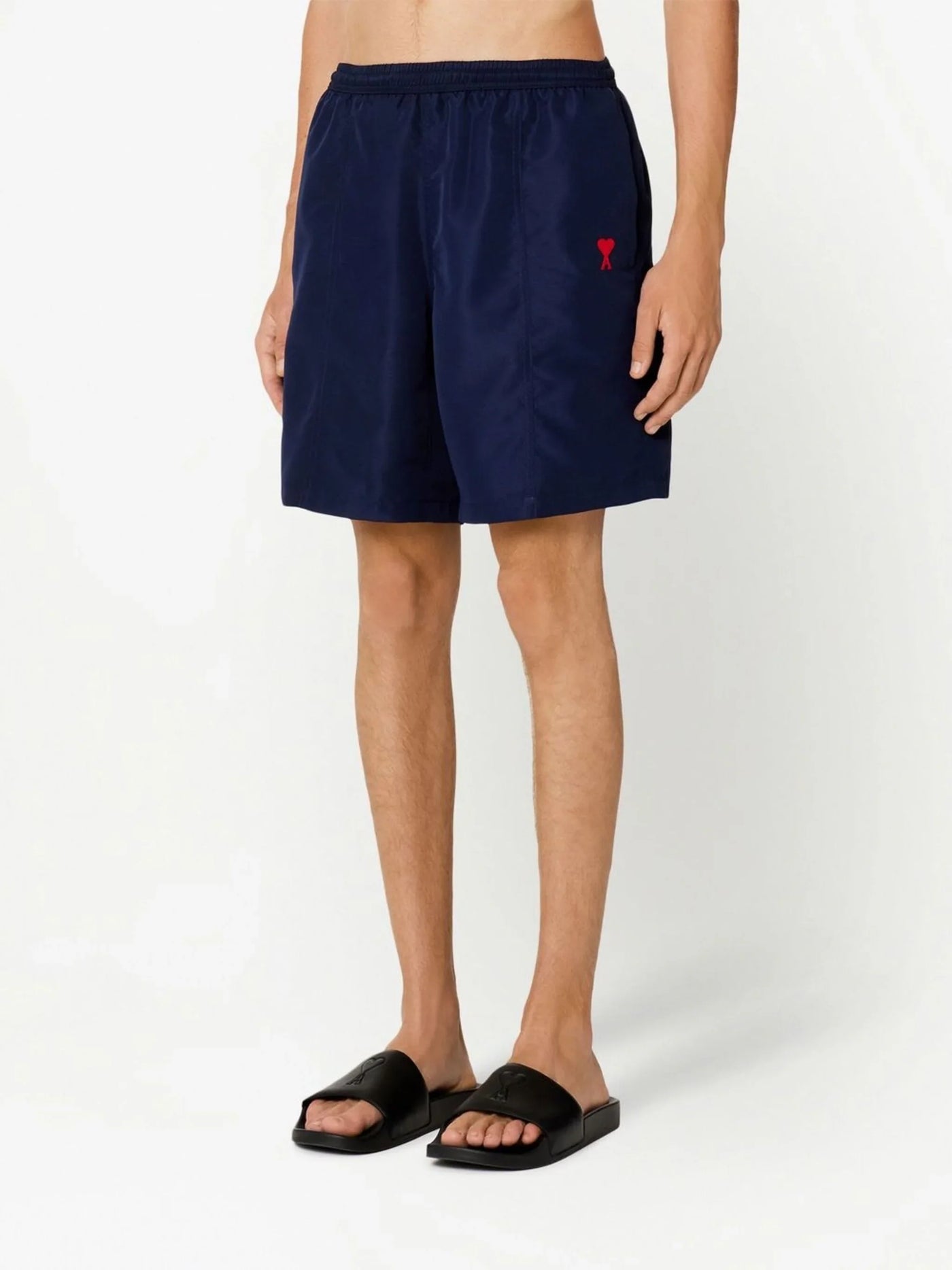 AMI Paris Zwemshort met geborduurd logo in marineblauw