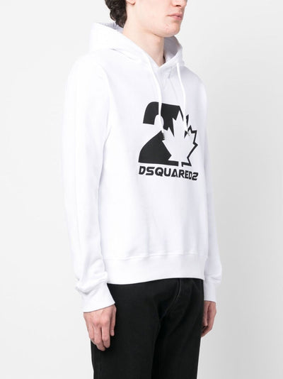 Dsquared2 Cool Fit Maple Leaf Hoodie Wit