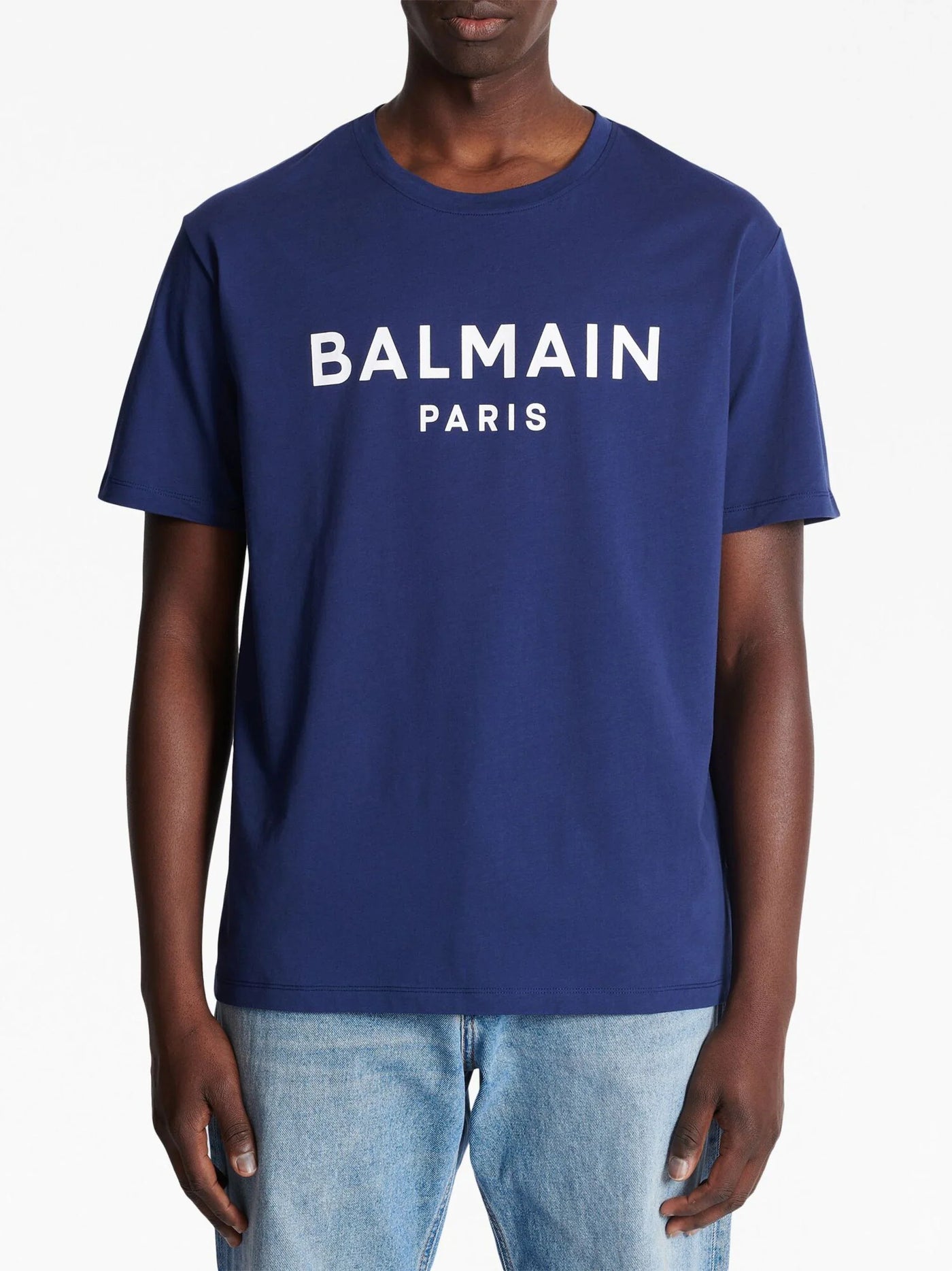 Balmain Logo Print T-shirt in marineblauw