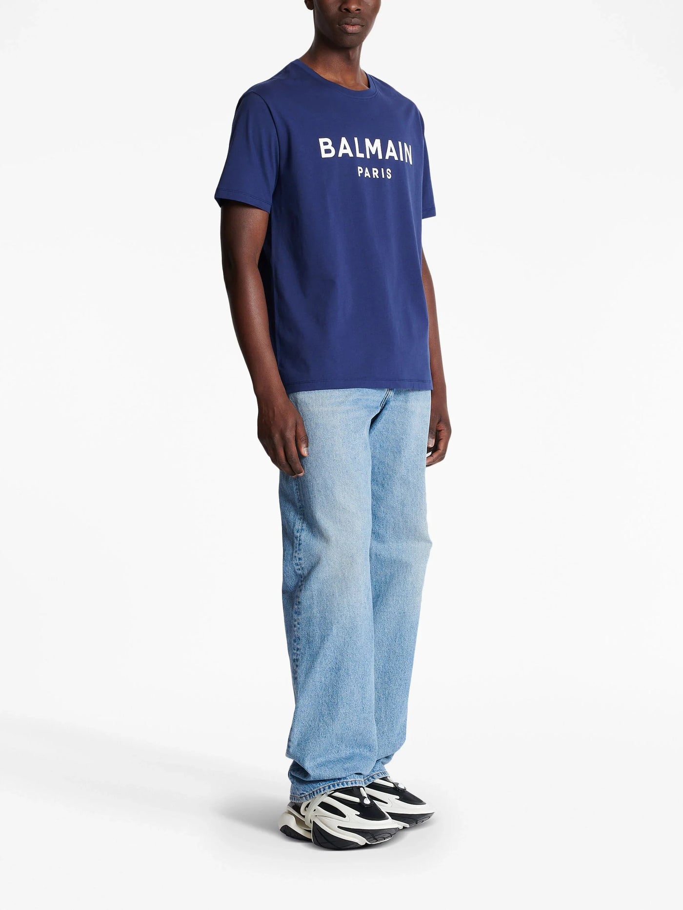 Balmain Logo Print T-shirt in marineblauw
