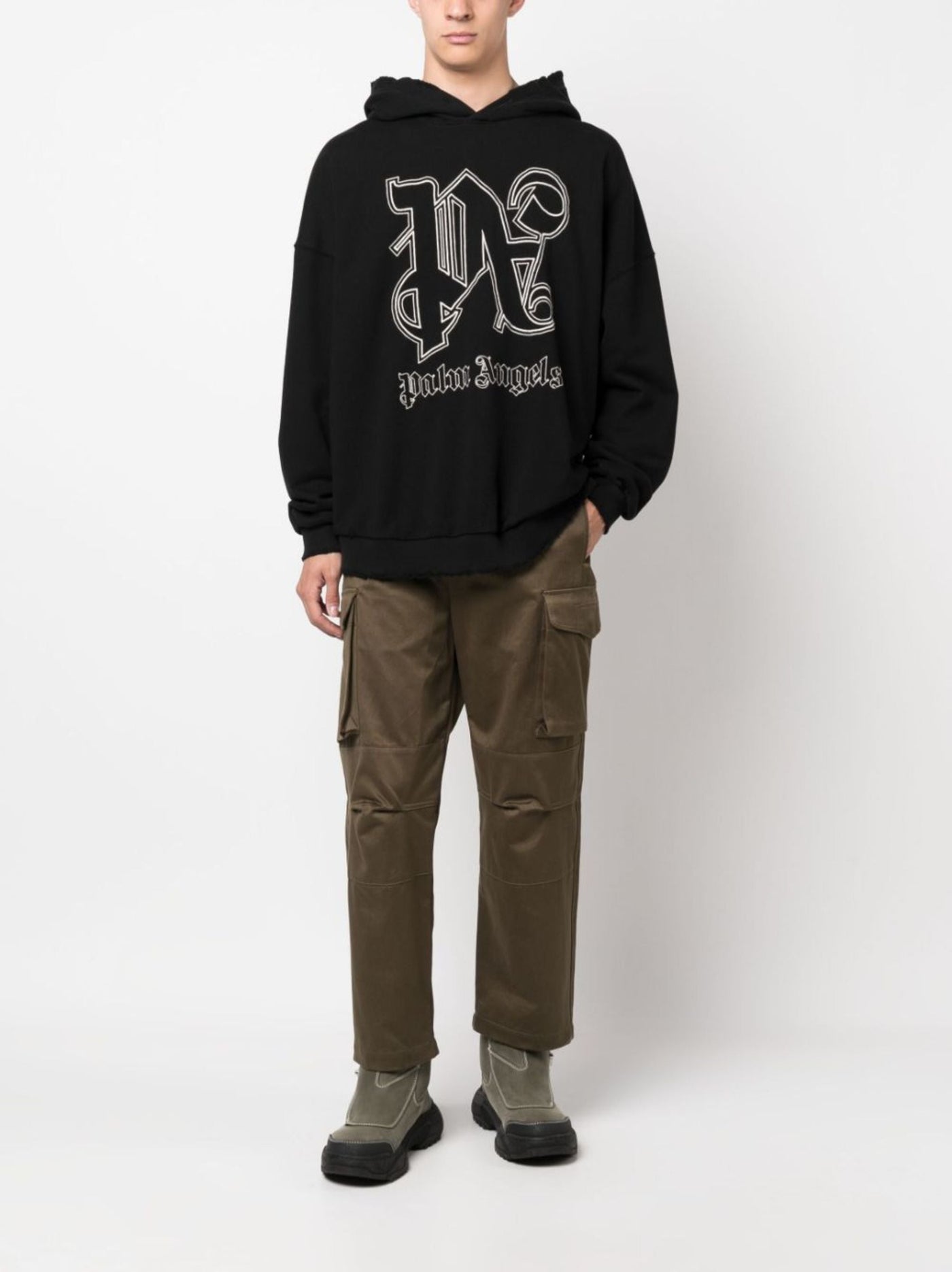 Palm Angels PA Monogram Logo Hoodie in Zwart