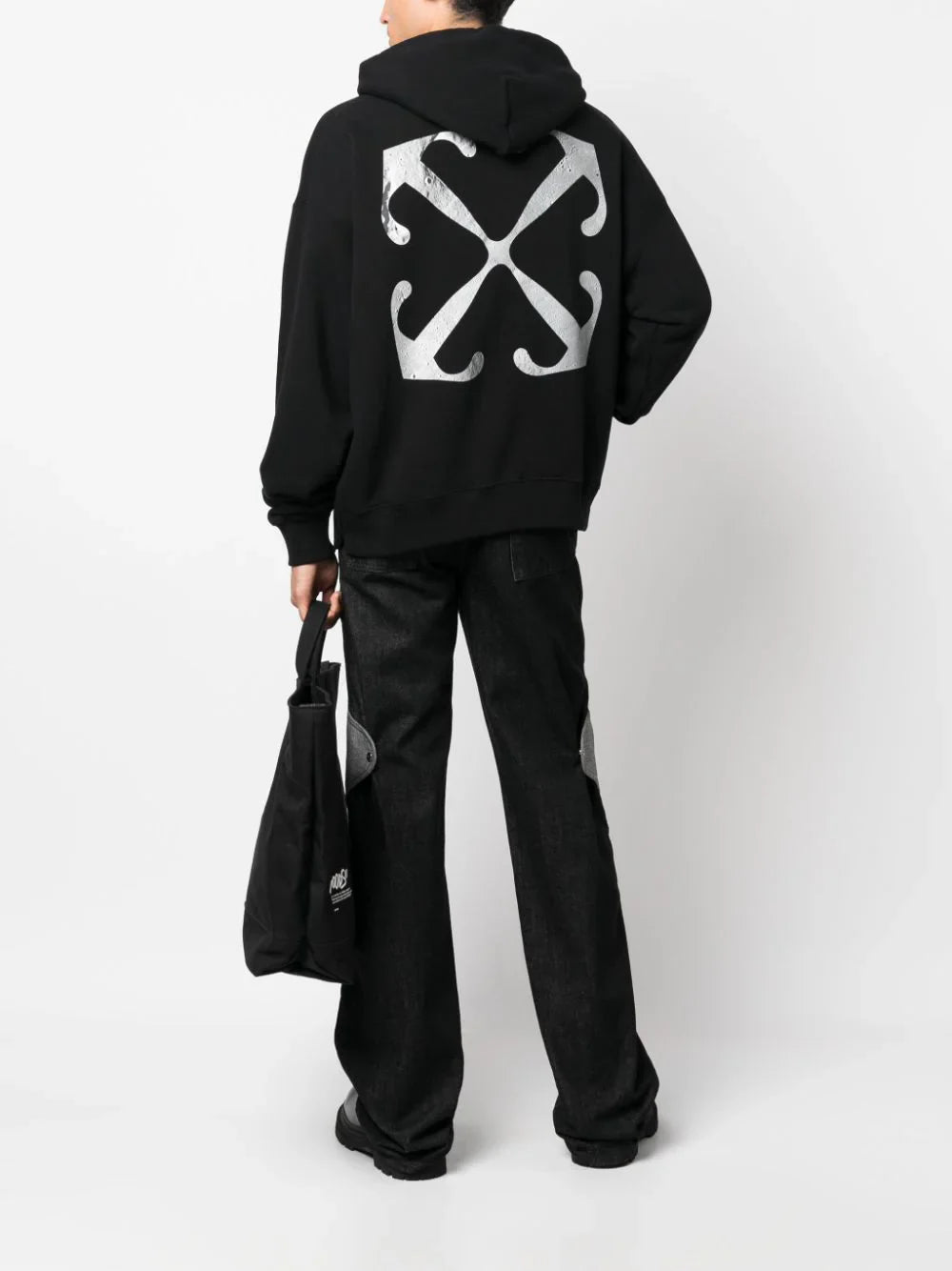 Gebroken witte Lunar Arrow skate hoodie in zwart