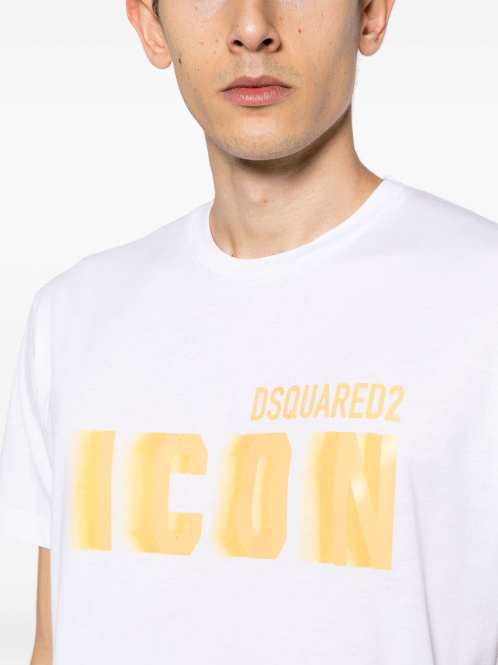 Dsquared2 Icon Blur Cool geel logo katoenen T-shirt in wit