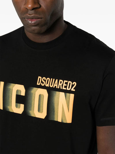 Dsquared2 Icon Blur Cool Oranje logo katoenen T-shirt in zwart