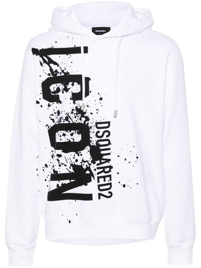 Dsquared2 Cool Fit Icon Splash Logo Witte Hoodie