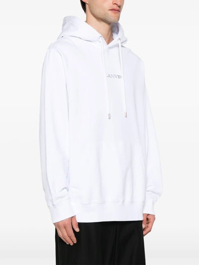 Lanvin Paris Loose Fit Logo Hoodie in White