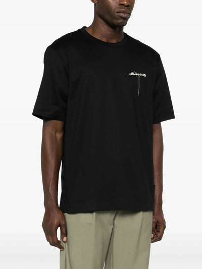 Fendi Made in Fendi Logo geborduurd T-shirt in zwart