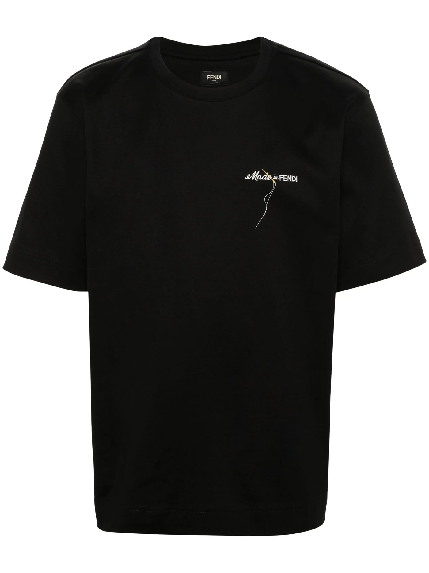 Fendi Made in Fendi Logo geborduurd T-shirt in zwart