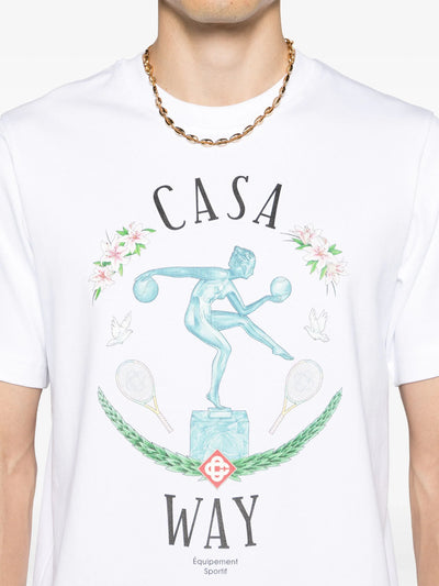 Casablanca-beeld En Marbe bedrukt T-shirt in wit