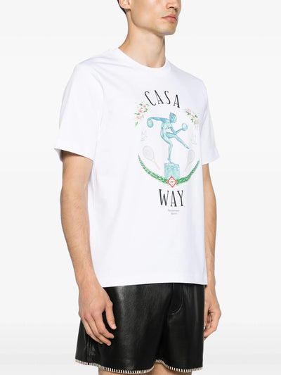 Casablanca-beeld En Marbe bedrukt T-shirt in wit