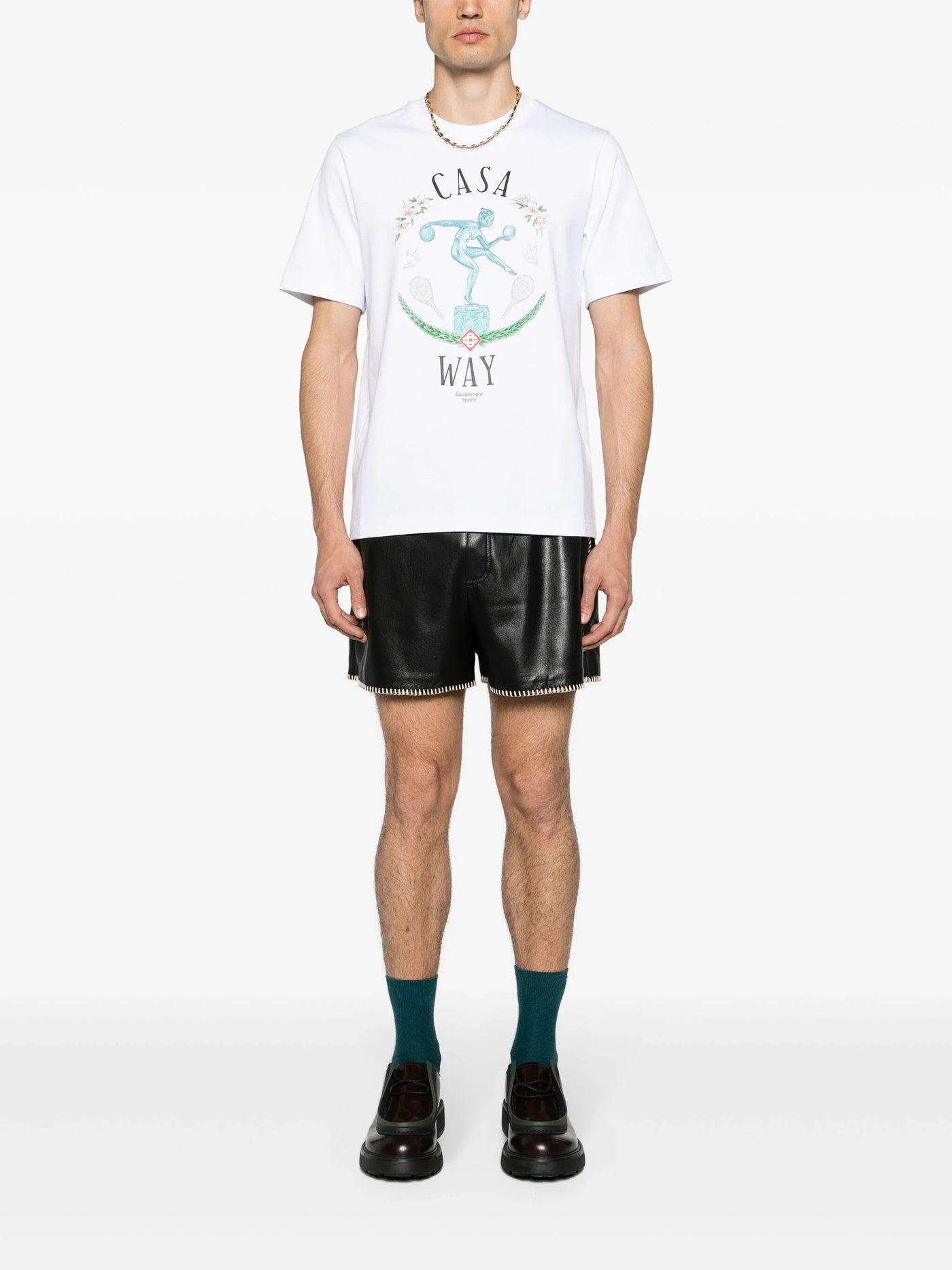 Casablanca-beeld En Marbe bedrukt T-shirt in wit