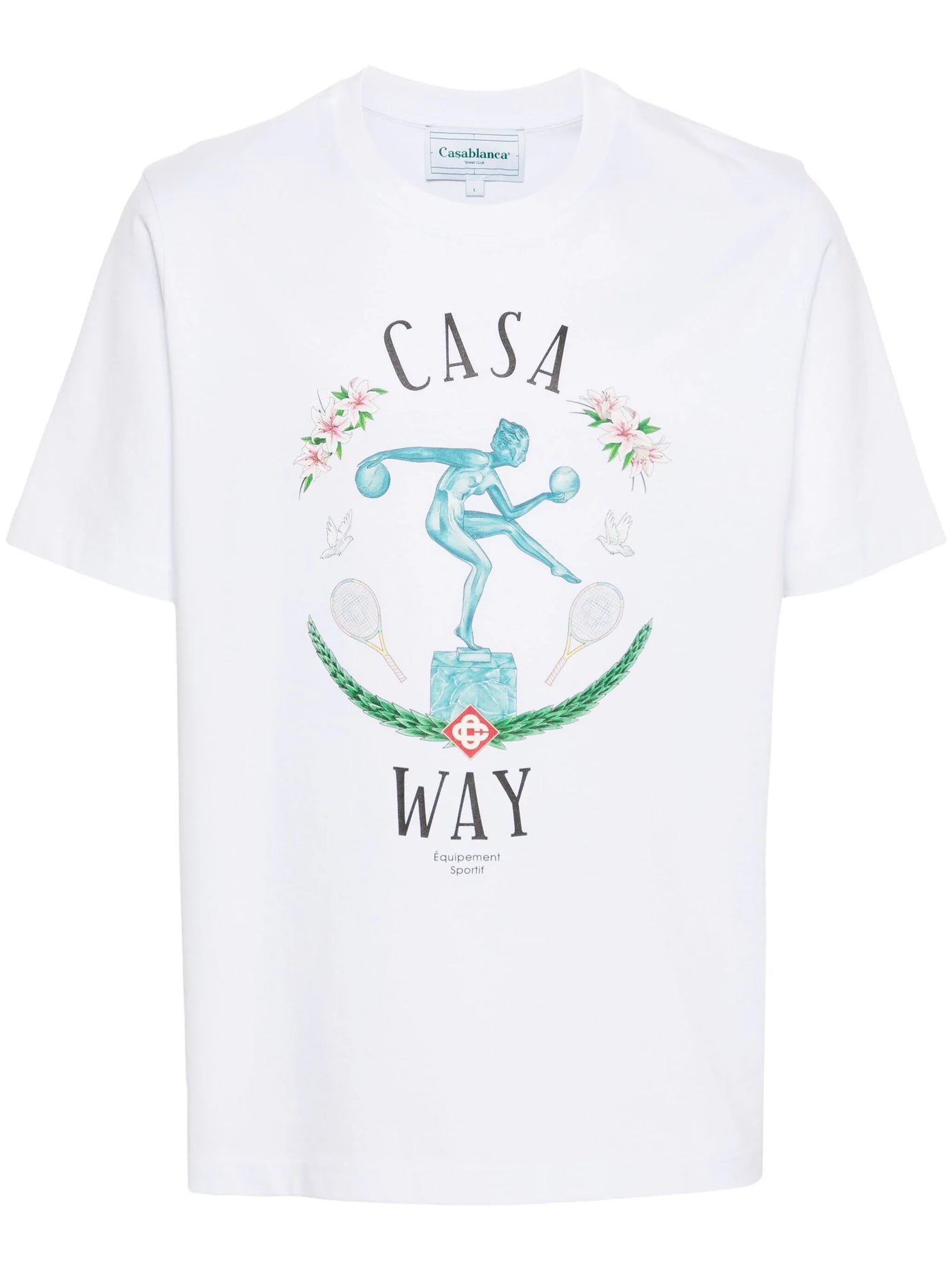 Casablanca-beeld En Marbe bedrukt T-shirt in wit