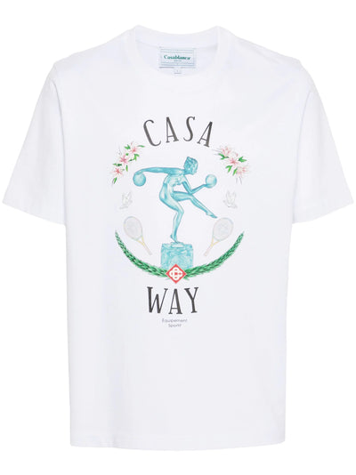 Casablanca-beeld En Marbe bedrukt T-shirt in wit